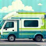 Mobile car wash van servicing customer